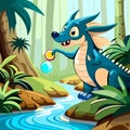 Bubble Fun: Playful Turquoise Dragon in the Forest