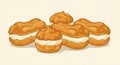 Assortment of Cream Puffs and Eclairs with Cream Filling Royalty Free Stock Photo