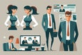 Set of business people characters. Businessman and businesswoman in office