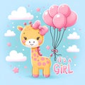 Baby Girl Celebration with Cartoon Giraffe