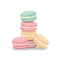 Colorful Macarons Stacked on White Background Royalty Free Stock Photo