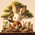 Charming Bunny in Traditional Japanese Garb