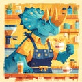 Adorable Barista Dinosaur Royalty Free Stock Photo