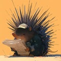 Quirky Newsboy Cap Porcupine Delivers Morning News