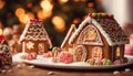 A picture of a cheerful gingerbread house decorated with icing and candy. Royalty Free Stock Photo