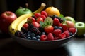 A delightful mix of fruits presented in a convenient, appetizing bowl