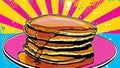 Delightful Pancake Paradise A Pop Art Tribute to Fluffy Breakfast Bliss Royalty Free Stock Photo