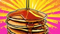 Delightful Pancake Paradise A Pop Art Tribute to Fluffy Breakfast Bliss Royalty Free Stock Photo