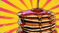 Delightful Pancake Paradise A Pop Art Tribute to Fluffy Breakfast Bliss Royalty Free Stock Photo