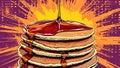 Delightful Pancake Paradise A Pop Art Tribute to Fluffy Breakfast Bliss Royalty Free Stock Photo