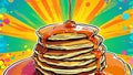 Delightful Pancake Paradise A Pop Art Tribute to Fluffy Breakfast Bliss Royalty Free Stock Photo