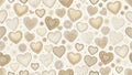 A delightful pattern of various beige and brown hearts with diverse textures and designs on a creamy white background. Generative Royalty Free Stock Photo