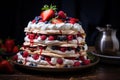 Delightful Pavlova cake berries kitchen. Generate Ai