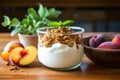 Delightful Peach yogurt food. Generate Ai