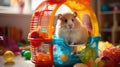 Colorful Hamster Harness in Vibrant Cage