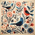 Charming Birds Amongst Spring Florals