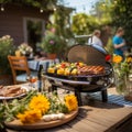 Summer BBQ Bliss: Family Gathering Around Grill on Deck