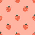 Delightful Seamless Pattern Featuring Adorable Strawberries on Pink Background, Cute Tile Ornament, Vector Illustration