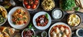 Italian Food Buffet From Above With Pasta, Pizza, Salads, Bread, And More Royalty Free Stock Photo