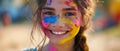 Delightful Smiling Girl With Lively Face Paint Spreads Cheerful Bliss