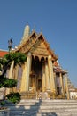 A delightful temple of the Emerald Buddha on a sunny day. A work of Asian religious