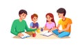 Collaborative learning children, creative group study session, vector design Generative AI Royalty Free Stock Photo