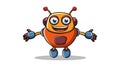 Cute Orange Robot with Outstretched Arms, Friendly AI, vector design Generative AI Royalty Free Stock Photo