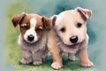 Adorable Puppy Portrait - Watercolor Art for Kids Royalty Free Stock Photo