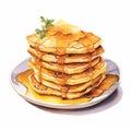 Delightful Watercolor Clipart: Crispy Pancakes And Chips