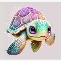 Turtley Adorable Watercolor Turtle Portrait - Generative AI Royalty Free Stock Photo