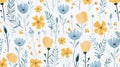 Delightful and whimsical flower pattern with a hand drawn feel