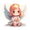 Delightfully Angelic Adorable Baby Logo On White Background Perfect For Digital Art Contour. Generative AI