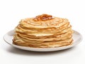 Delightfully Delectable Pancake Feast: Irresistibly Presented on a Pristine White Plate!