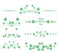 Delimiters with green clover leaves - trefoil - vector design elements