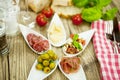Deliscious antipasti plate with parma parmesan olives
