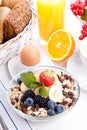 Deliscious healthy breakfast with flakes and fruits Royalty Free Stock Photo