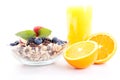 Deliscious healthy breakfast with flakes and fruits isolated Royalty Free Stock Photo