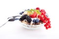 Deliscious healthy breakfast with flakes and fruits isolated Royalty Free Stock Photo