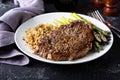 Delisious steak with rice and asparagus