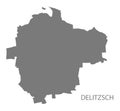 Delitzsch German city map grey illustration silhouette shape Royalty Free Stock Photo
