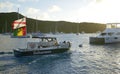 Deliverance delivering goods to the boats located in the Bight, Norman Island, BVI