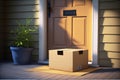 DeliverEase. Online Purchase Delivery Box at the door. Generative Ai Royalty Free Stock Photo