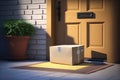 DeliverEase. Online Purchase Delivery Box at the door. Generative Ai Royalty Free Stock Photo