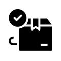 Delivered Package Icon with Checkmark, Symbolizing Successful Delivery Confirmation Royalty Free Stock Photo