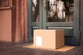 Delivered parcel on door mat Royalty Free Stock Photo