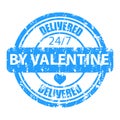 Delivered by valentine, mark sign rubber stamp for love post office Royalty Free Stock Photo