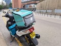 17-12-2020 deliveroo food box to be delivered by worker using a motorcycle in Pokfulam Road, Hong Kong during covid-19, Food