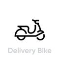 Delivery Bike icon. Editable line vector.