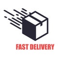 Delivery black box with fast lines. Fast delivery service postbox icon vector eps10.