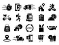 Delivery black icons set
